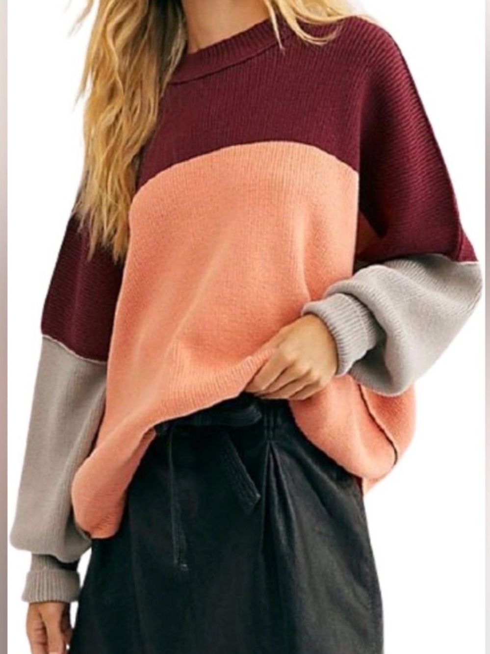 Free People Easy Street Color Block Sweater M 🧶